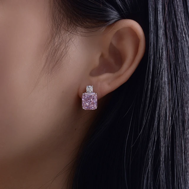 Ice Crushed Cut Lab Sapphire - High Carbon Diamonds Gemstone Earrings 5