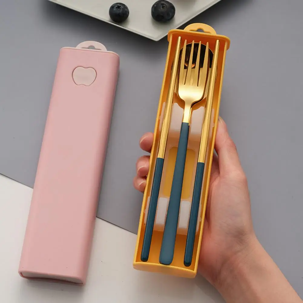 

Набор посуды 3/4 шт., полезные креативные столовые приборы из нержавеющей стали, ложка, вилка, палочки для еды для школы