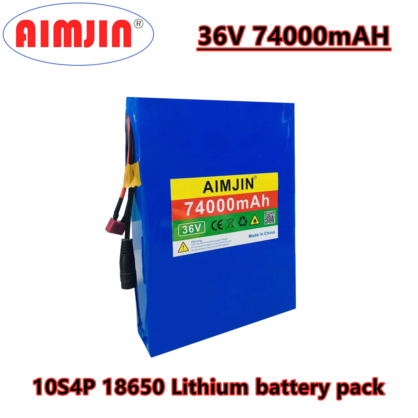 

100% New 36V 74000mAH Lithium Ion 10S4P 18650 Battery Pack For Assist Electric Vehicles, Electric Bicycles, Motorcycl