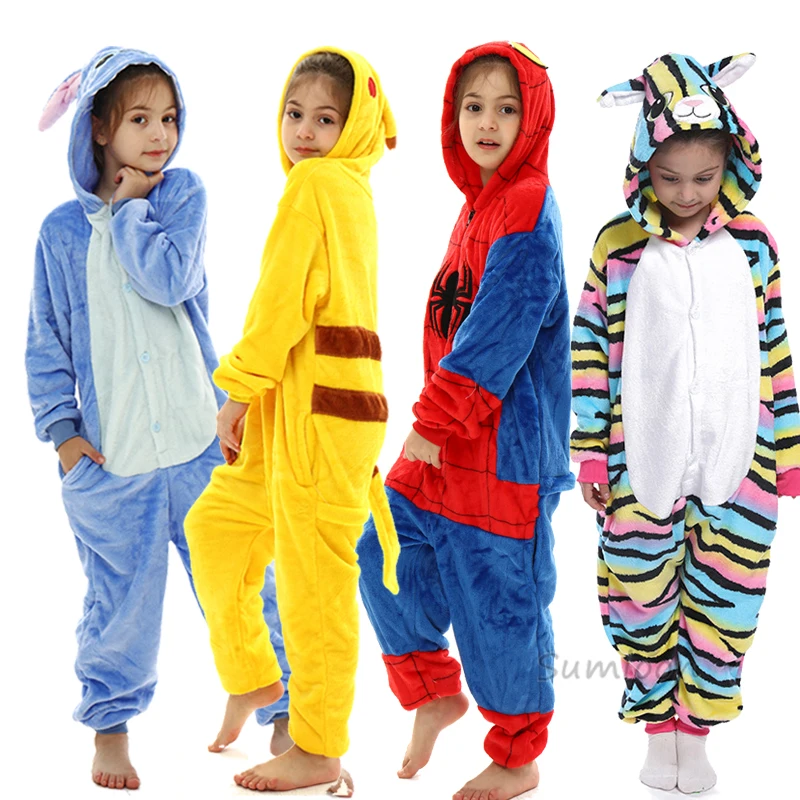 

children animal kigurumi kids stitch pajamas boys panda sleepwear girls unicorn jumpsuits baby cartoon onesies blanket sleepers
