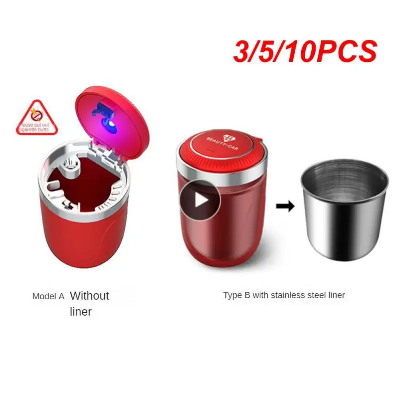

3/5/10PCS Cigarette Ash Holds Cup Led Lighting Car Ashtray Universal Durable Car Cup Holder Car Supplies Car Interior Decoration