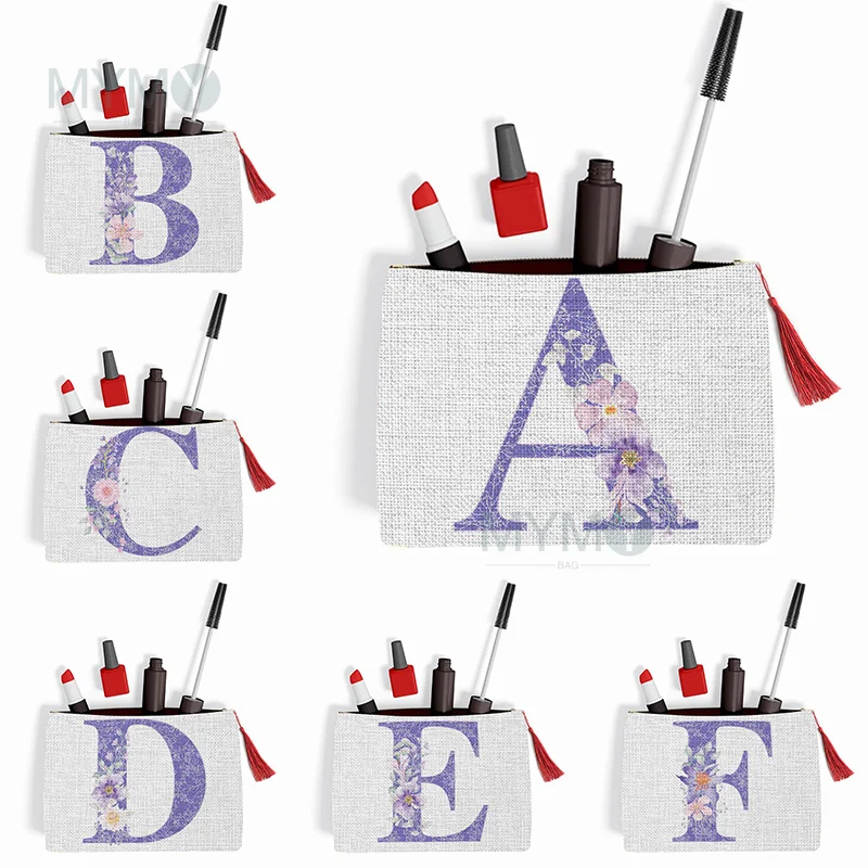 

Letters Cosmetic Bags Flowers Printed Bridesmaid Makeup Cases Bachelorette Party Toiletries Organizer Pouch Bride Wedding Gifts