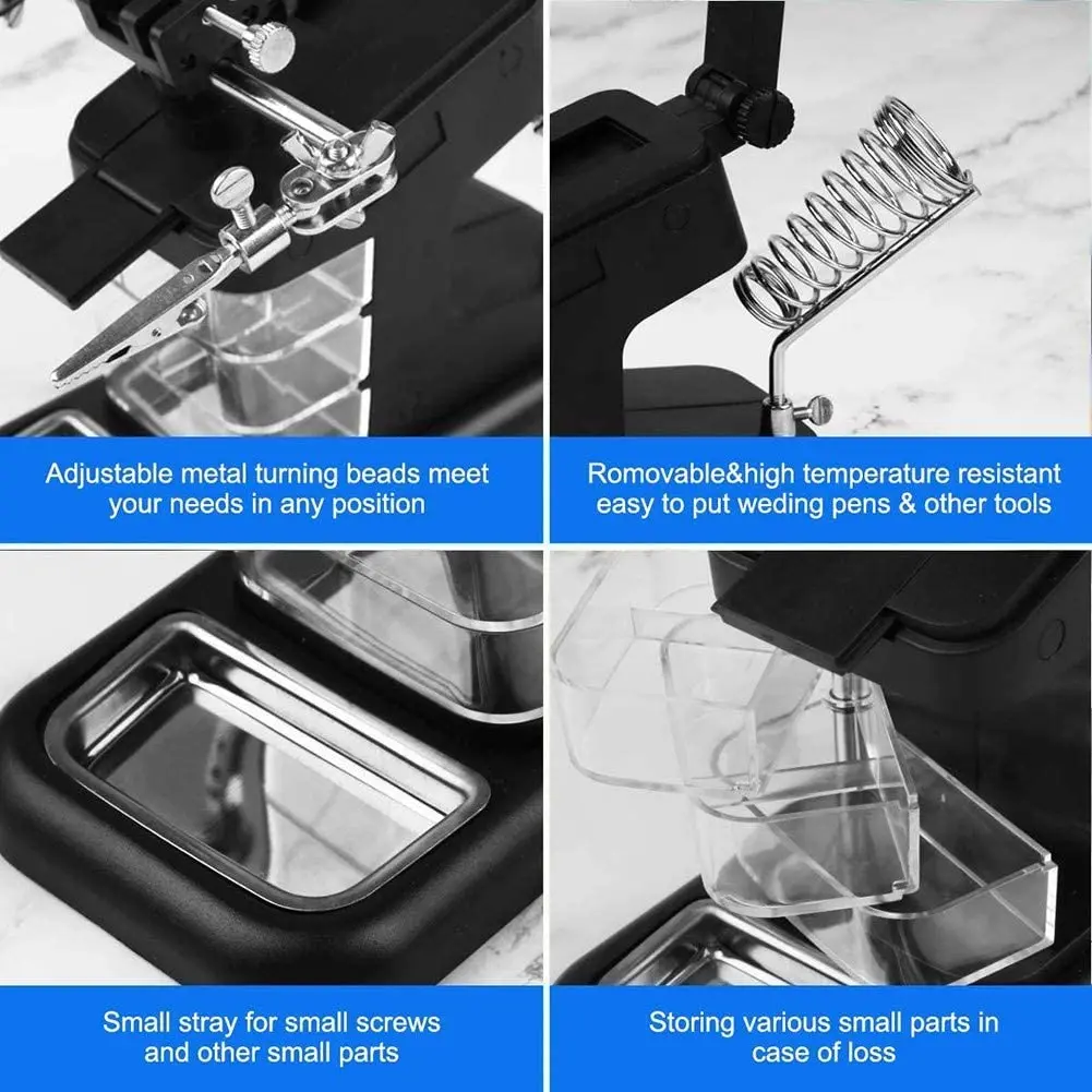 helping hands magnifier station with light solder stand desktop magnifying glass for soldering electronics free global shipping