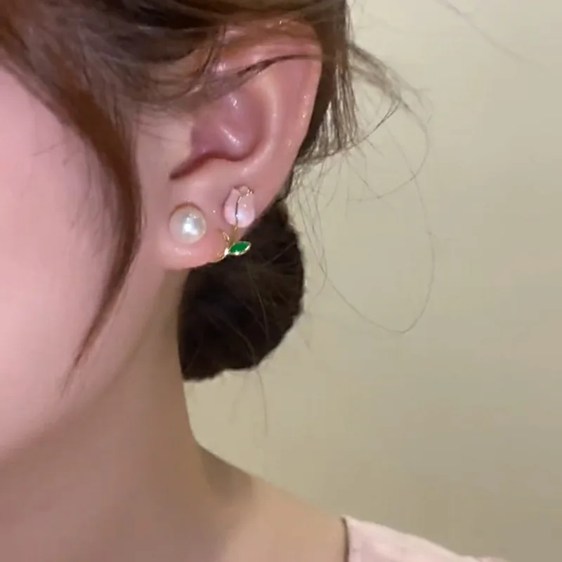 Роскошные серьги-гвоздики в французском стиле с цветком тюльпана для женщин