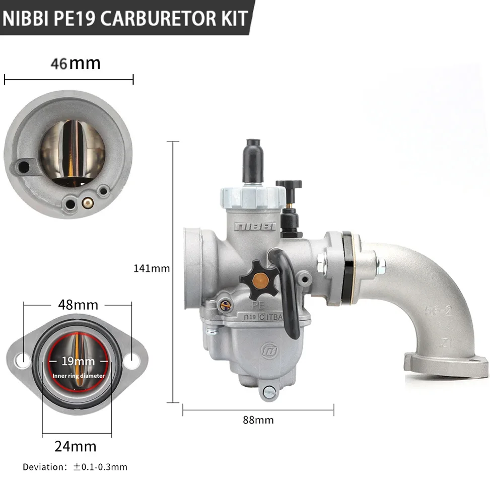 

NIBBI PE 17 мм 19 мм 24 мм фланцевый карбюратор с жиклерами с ЧПУ, набор впускных локтевых коллекторов 2T 4T PitBike ATV Yamaha, аксессуары для мотоциклов