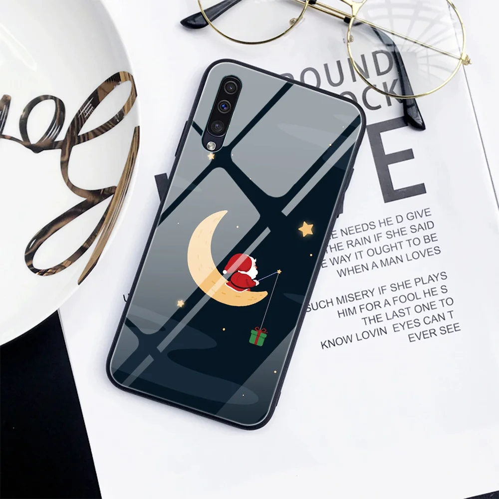 Case For Samsung A50 A51 A71 A70 A20 A40 A20E S10 S20 FE S9 S22 Ultra Puls Note 20 10 9 Plus Glass Phone Cases Christmas Capa