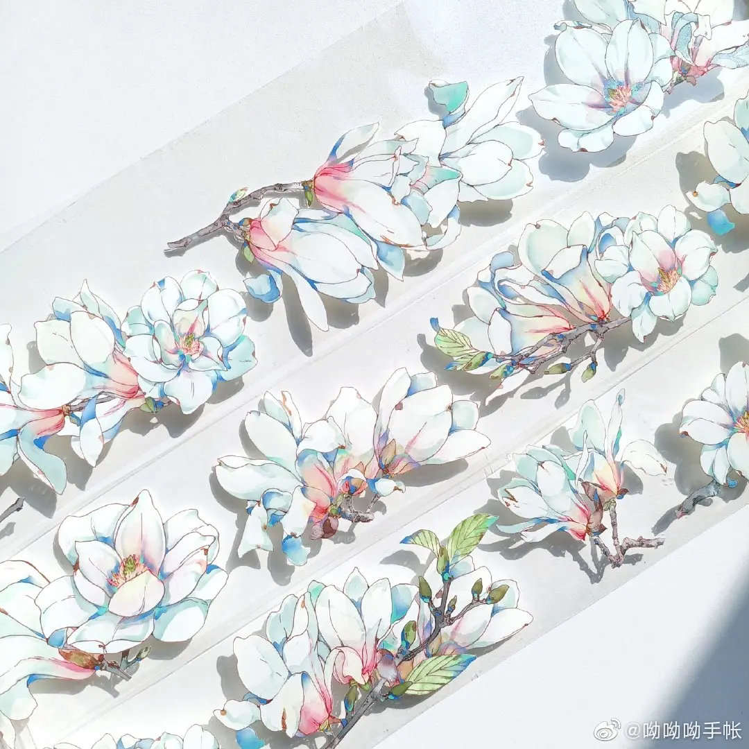 

3.3meter/10meter Rainbow Shiny White Elegant Flower PET Tape Decoration Collage