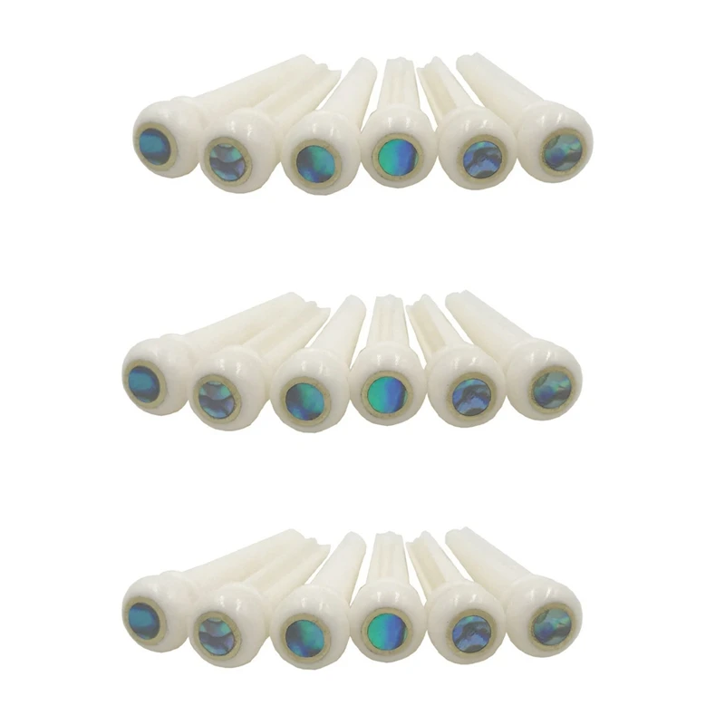 

18X Guitar Bone Bridge Pins With 5.3Mm Position Abanlone Dot For Acoustic Guitar Parts Replacement