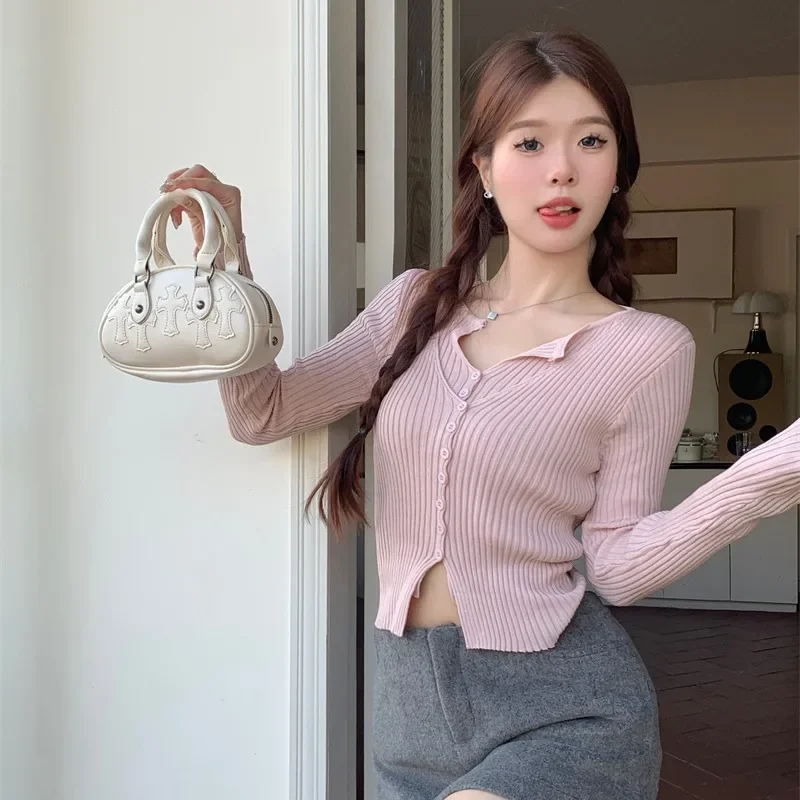 Вязаный кардиган с иллюзионным v-образным вырезом комплект из двух предметов