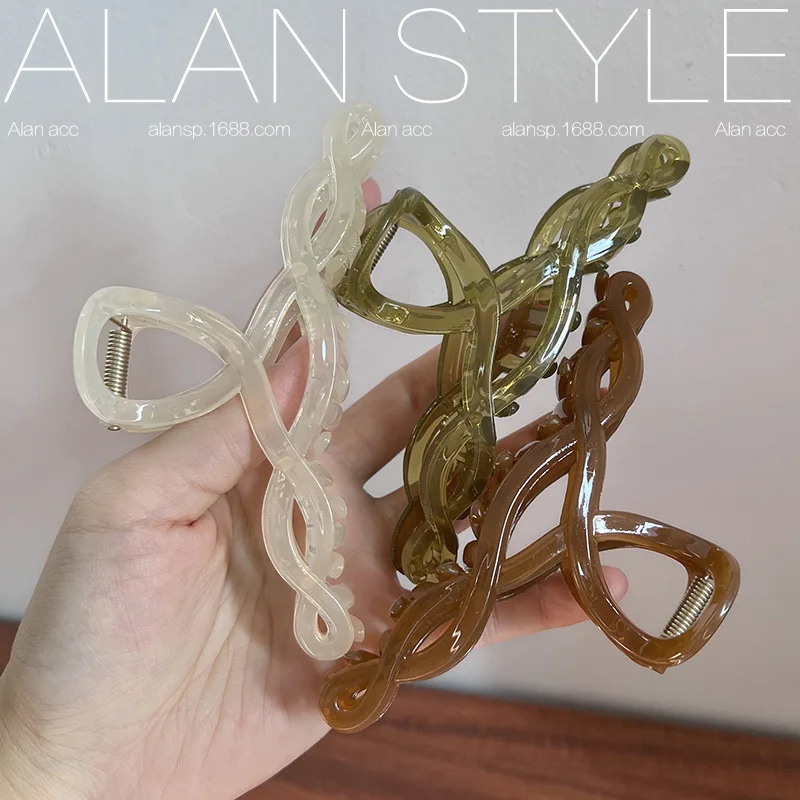 

Корейский крученый женский зажим для волос с большой задней головкой, Шпилька для волос с диском, заколка для волос с акулой, Шпилька для волос