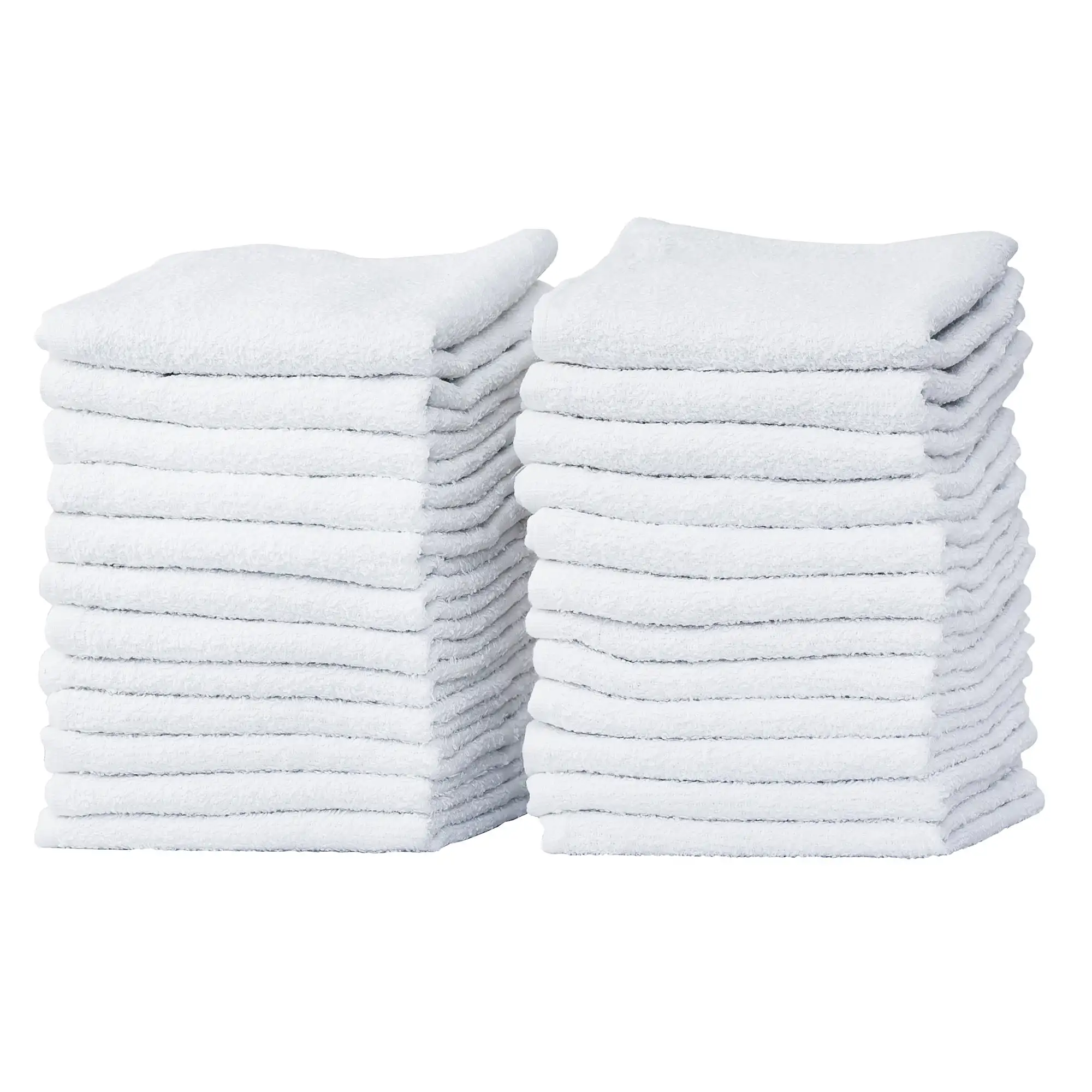 

24-Pack White 100% Cotton Towel Washcloths, Durable, Lightweight, Commercial Grade and Ultra Absorbent