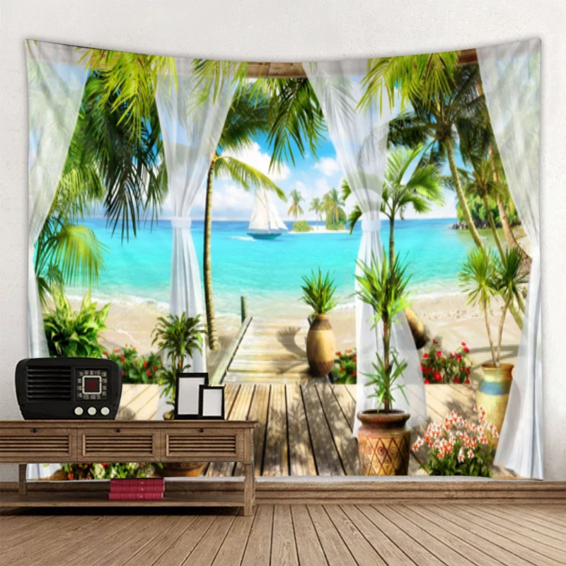 

Гобелен, одеяло в стиле арт-деко, занавеска, украшение для дома, спальни, гостиной, Ландшафтная серия, Лесной дом