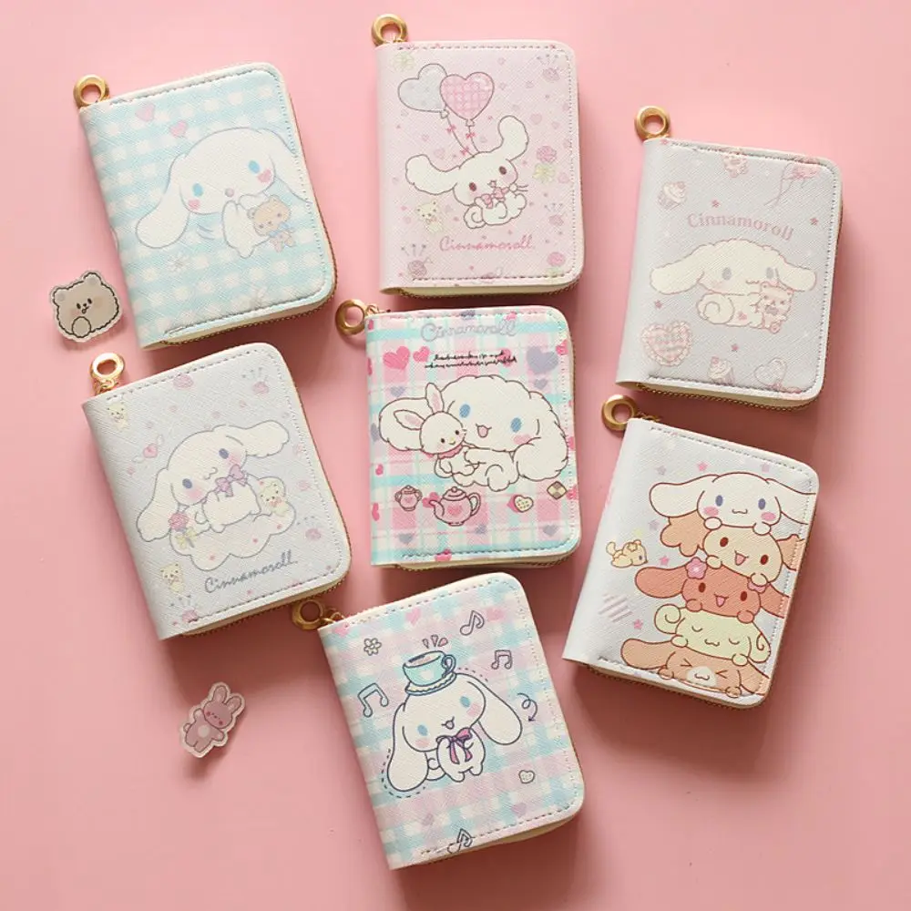 

Hello Kitty My Melody Kuromi Cinnnamoroll Pudding Cute Wallet Sanrio Kawaii Coin Purses Keychain Bags Card Holder Clutch Pouch