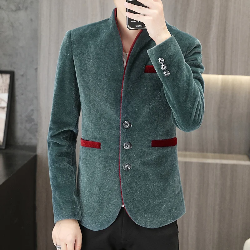 Брендовый костюм Мужское пальто норковый бархат воротник Чжуншань новинка 2022