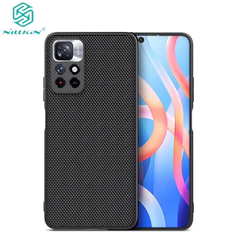 

For POCO M4 Pro 5G Case Textured Weaving Nylon Fiber Protective PC Back Cover Shell for For Redmi Note 11 5G NILLKIN