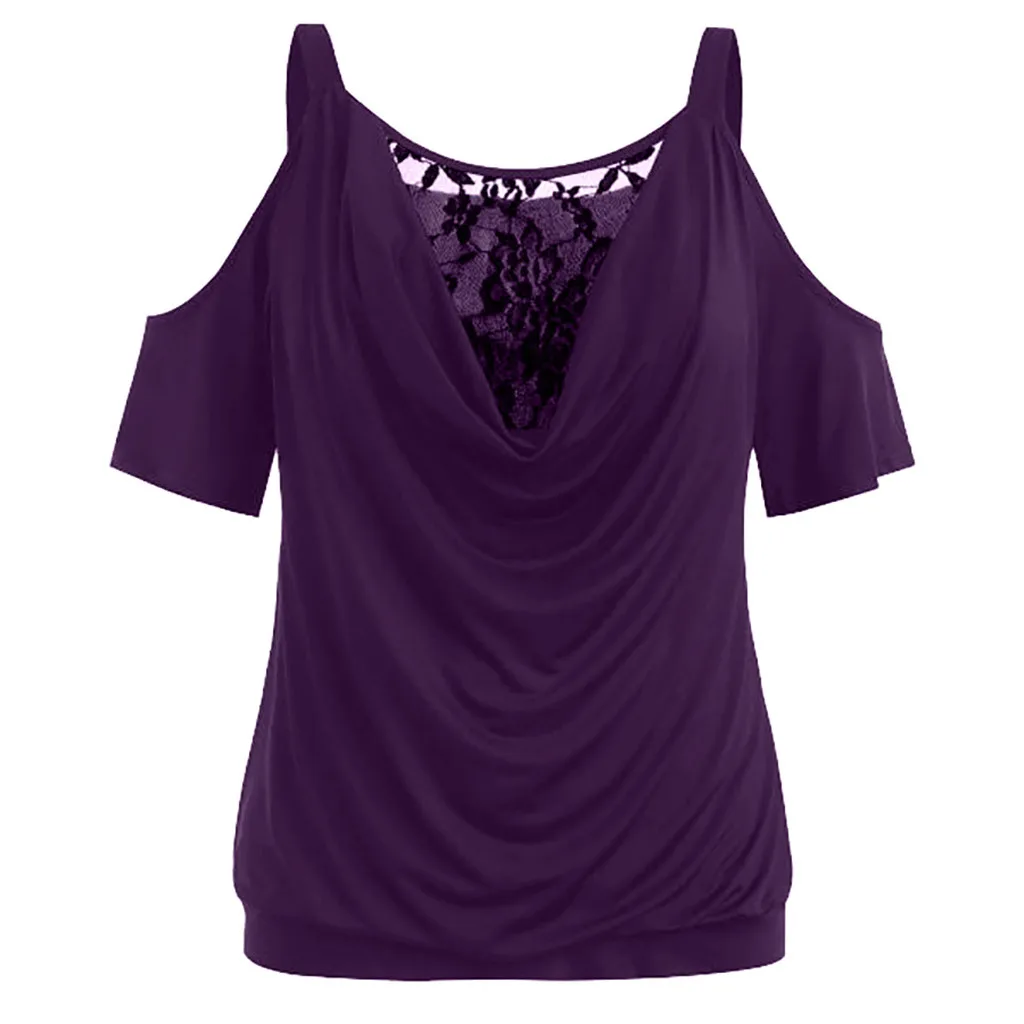 Модные Женские однотонные топы кружевной сексуальный топ оверсайз с открытыми