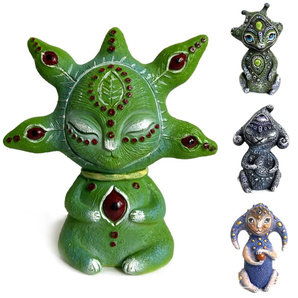 

Трехглазные орнаменты инопланетянина из смолы, скульптура, наружное украшение для сада, новое трехглазное украшение для сада инопланетяни...