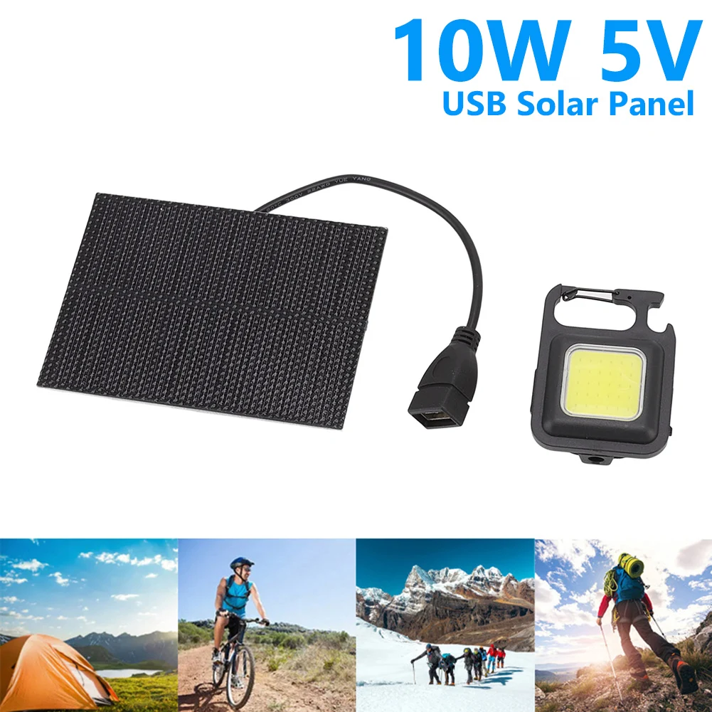 

1Pcs COB LED Emergency Power Bank USB 5V 10W 800lm Solar Panel Powered Silicon Magnetic Bracket Kits for Outdoor Camping Travel
