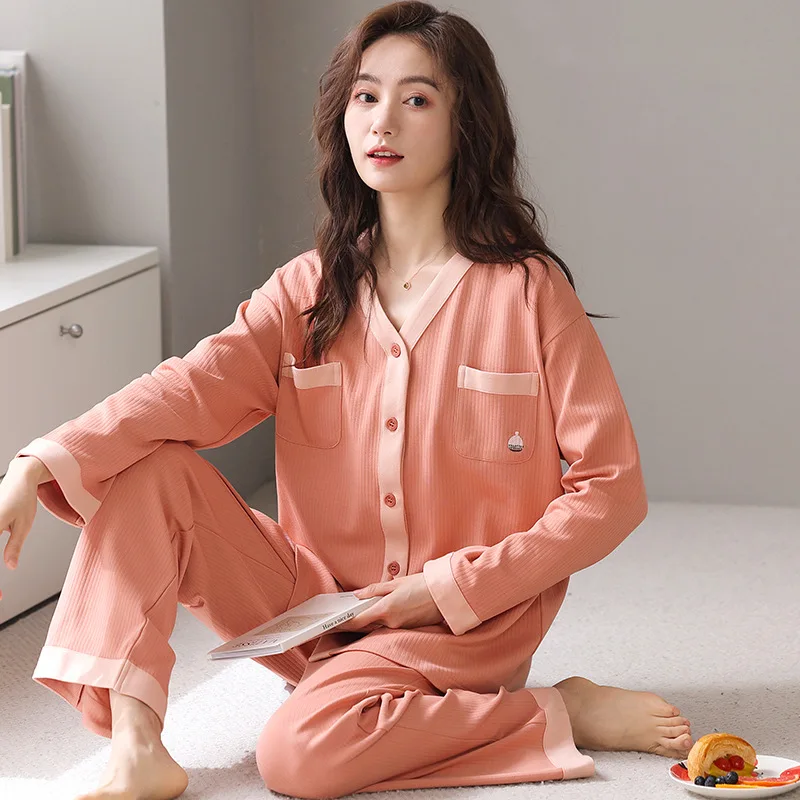 Корейская пижама Pour Femme новая осенне-зимняя одежда для сна женский комплект