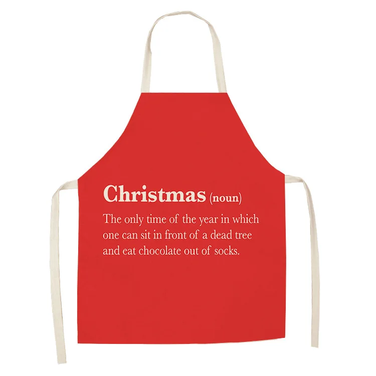 

Green Custom Linen Cooking Apron Dress Christmas Tree Gift Elk Child Kitchen Funny Kitchen Apron for Women Baking Accessories
