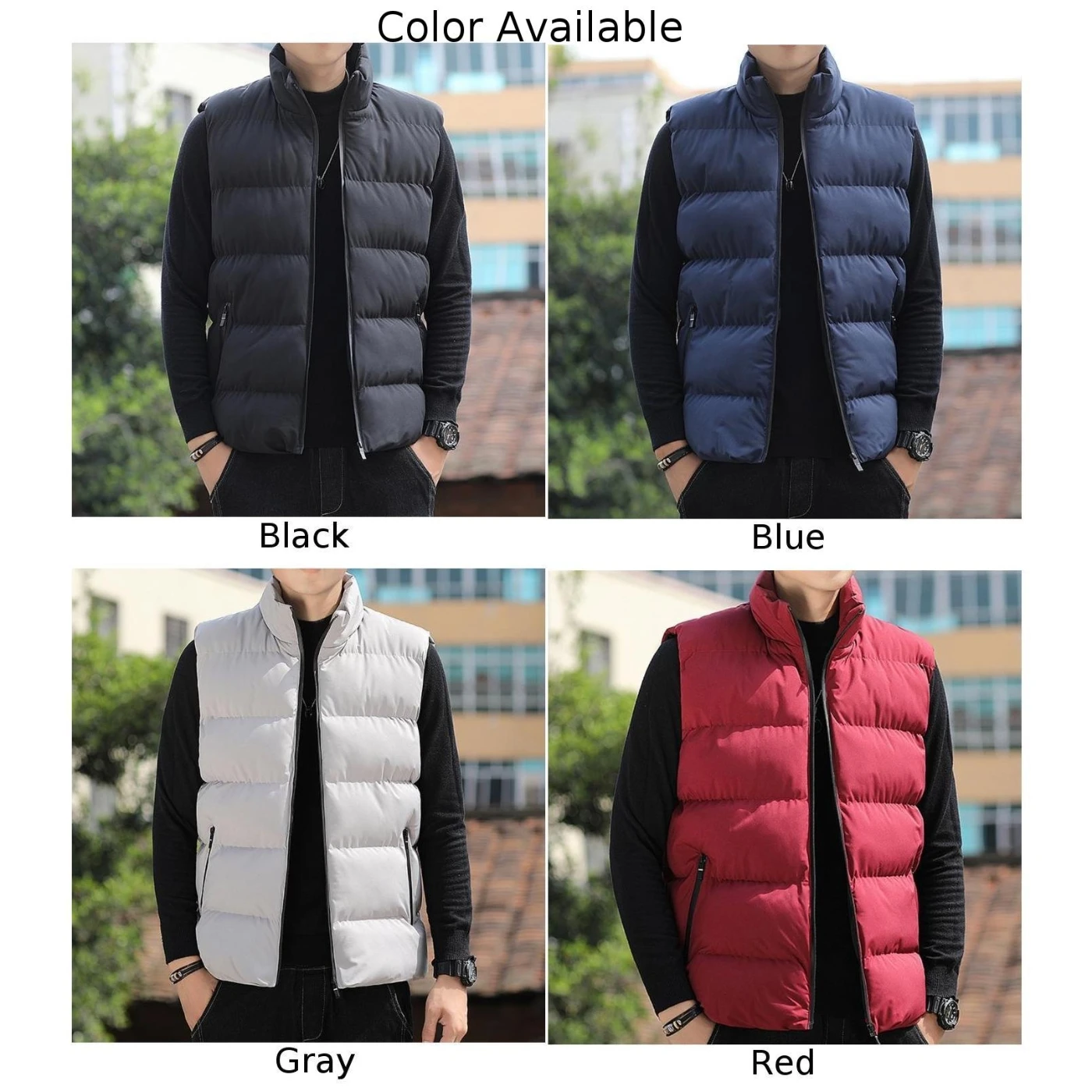 Winter Warm Men Down Quilted Vest Body Sleeveless Padded Jacket Coat Outwear Classic Windproof Outfits Pocket Parka