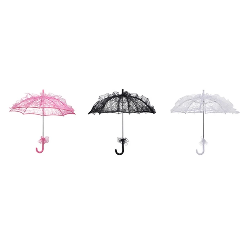

4 шт. декоративный кружевной зонтик ручной работы, стандартный зонт для детской винтажной зонтик розовый простой в использовании черный