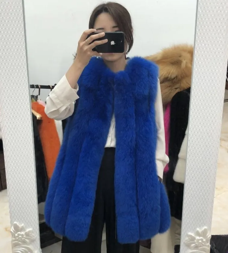 

Лиса 2023 женская верхняя одежда пальто меховой жилет Корейская версия круглый Длинный жилет верхняя одежда