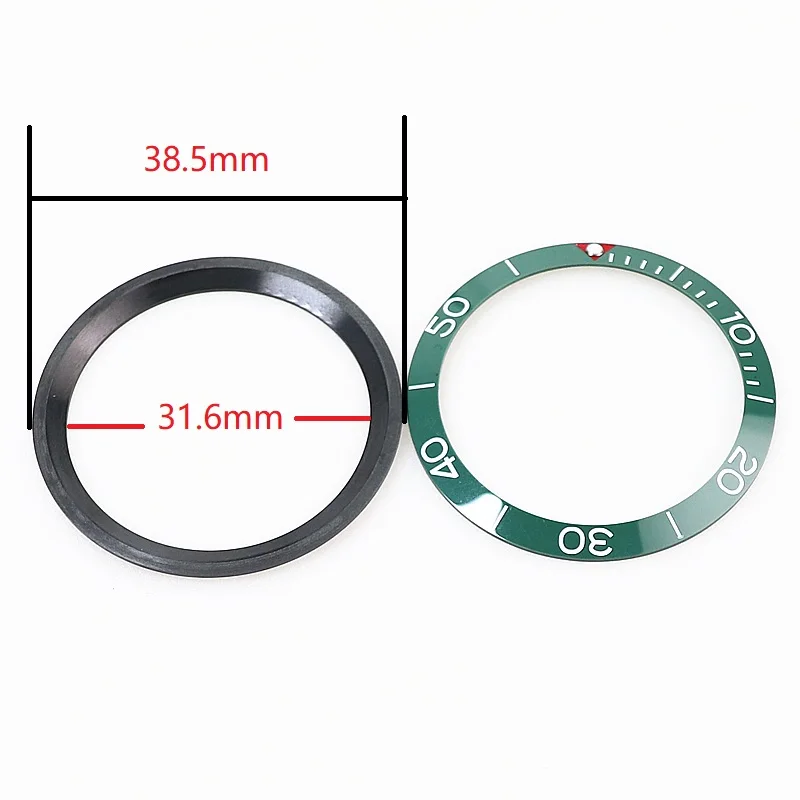 38.5mmx31.5mm High Quality Ceramic Bezel Insert For Diving Watch Case Black Green Watch Outer Bezel Ring Parts Replacement