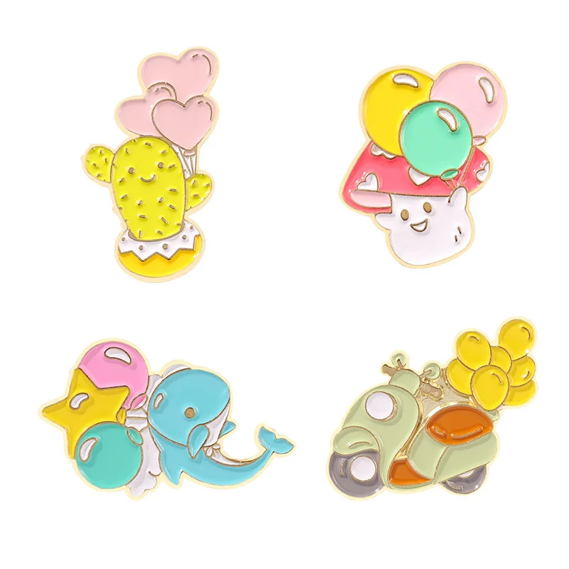 

Cartoon Animal Pins Creative Cute Balloon Whale Shape Oil Drop Backpack Clothing Accessories Alloy Enamel Lapel Pins Brooches