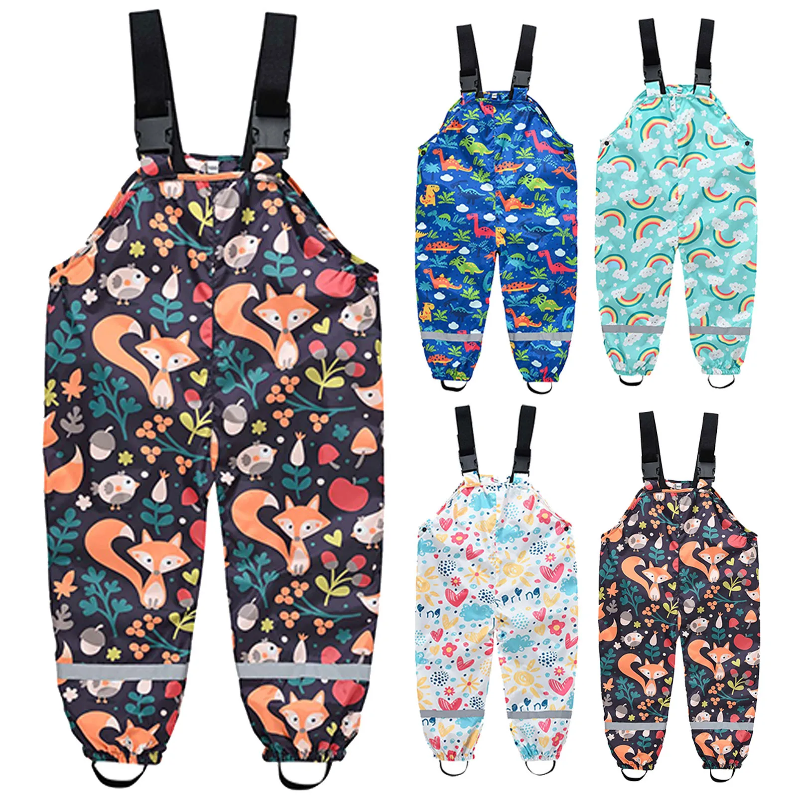 

Baby Rompers Childrens Clothes Baby Boys Clothes Girls Pants Kids Cartoon Sling Rain Pants Overalls Play Water Assault Pants