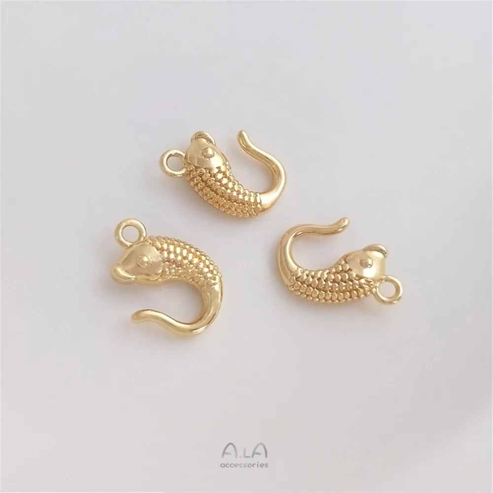 

14K Gold Filled Plated Fish-shaped clasp pendant hook end clasp handcrafted jewelry clasp DIY necklace clasp accessories