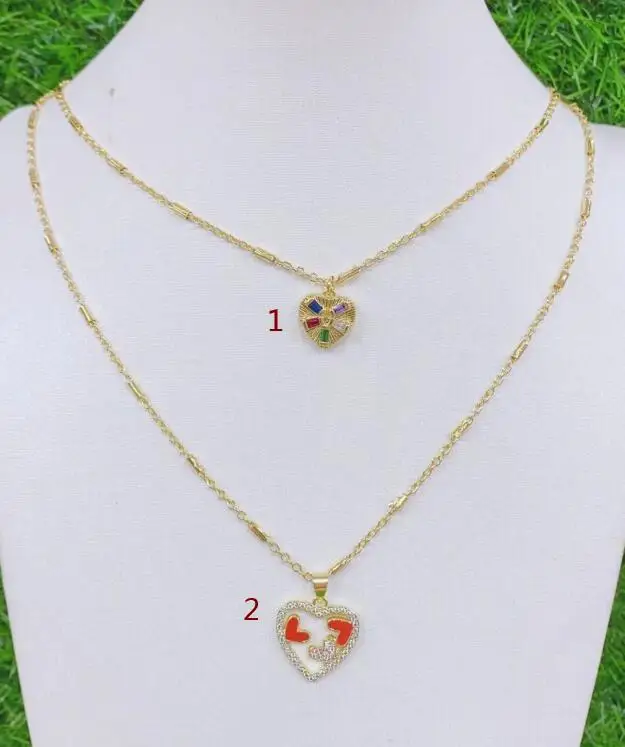 

Подвеска в форме сердца с эмалью, подвеска под золото с кубическим цирконием, подарочное Ювелирное Украшение, 1 шт., gffd5