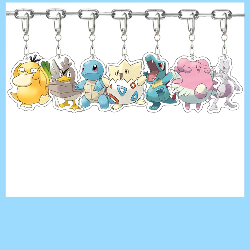 

Pokemon Around Acrylic Creative Personality Cartoon Cute Pikachu Psyduck Squirtle Car Key Pendant Jewelry Backpack Decoration