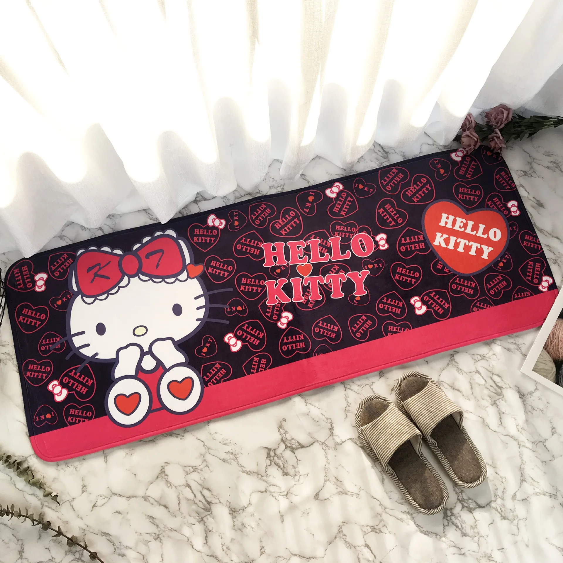 

45x120cm Holle Kitty Floor-mat Fare Velvet Memory Cotton Children's Cartoon Carpet Absorbent Footmat Bathroom Non-slip Carpet