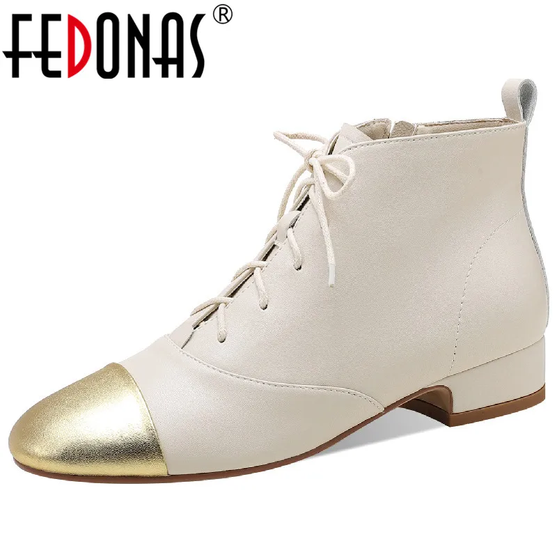 

FEDONAS/женские ботильоны на низком каблуке с круглым носком; Сезон осень-зима; Офисная Женская Элегантная модная обувь из натуральной кожи с перекрестной шнуровкой