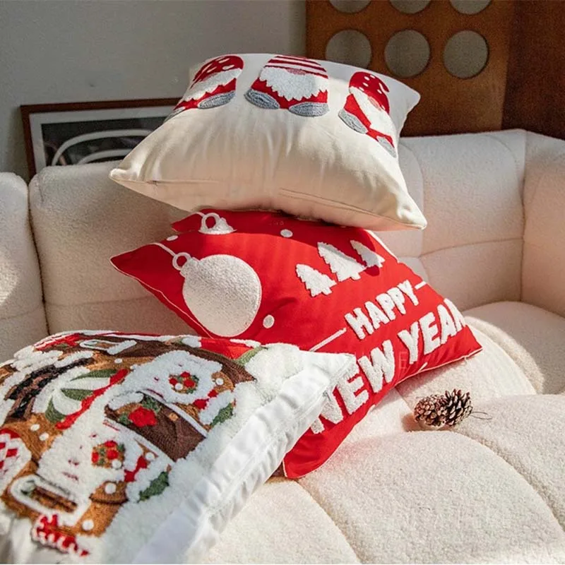 

Christmas Throw Pillow Light Luxury 3D Concaveconvex Supersoft Quadrate Lumbar Pillow Sofa Festive Atmosphere Cushion Decoration