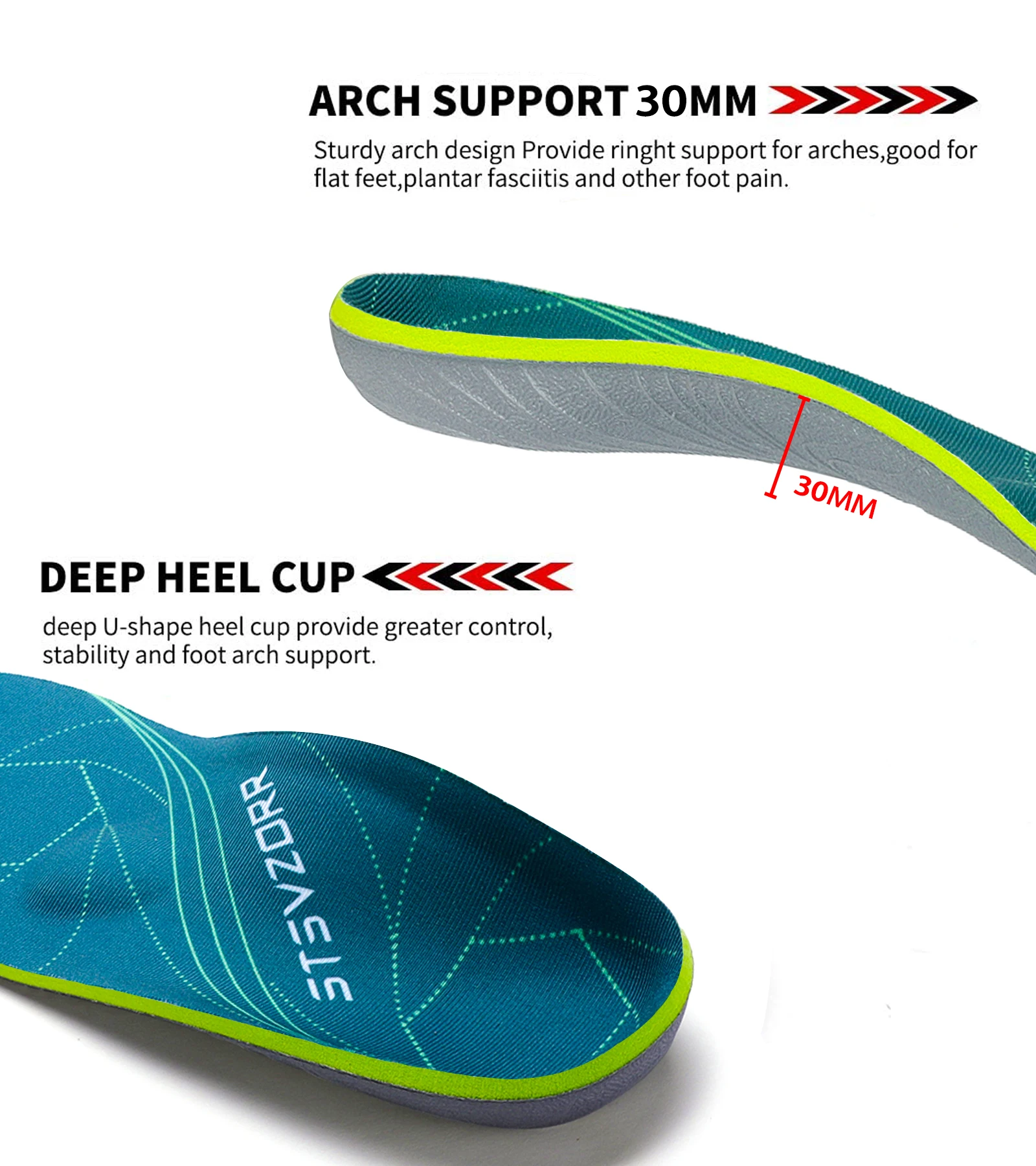TOPSOLE Flat Feet Template Arch Support Orthopedic Insoles Plantar Fasciitis For Sneakers Inserts All Day Comfort And Supportive