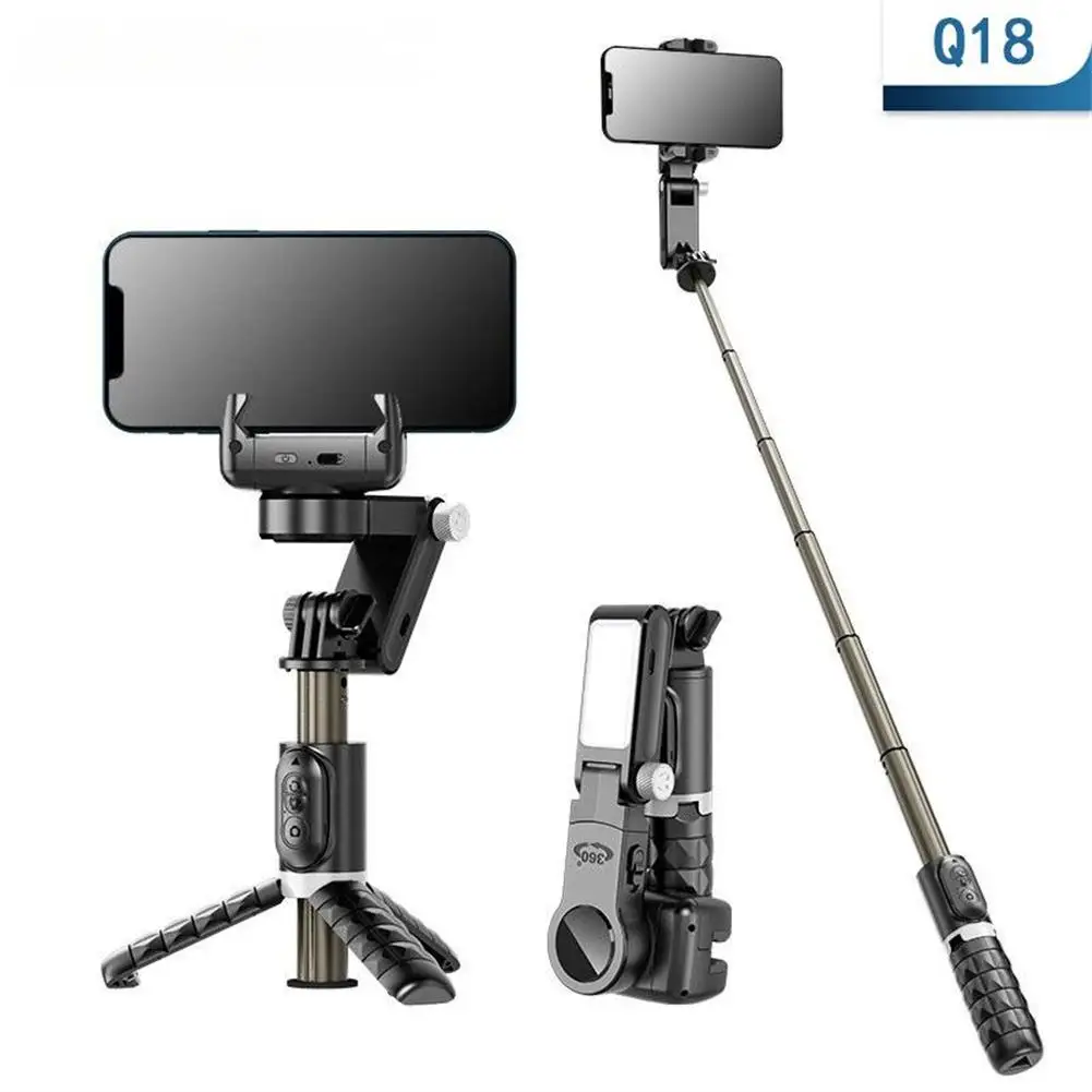 

Q18 Mobile Phone Selfie Stick Anti-shake Hand-held Single-axis Gimbal Stabilizer Tripod With Fill Light For Live Broadcast