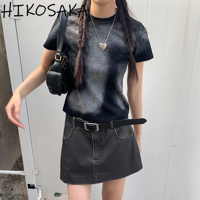 Уличный модный винтажный Повседневный флуоресцентный градиентный кроп-топ с