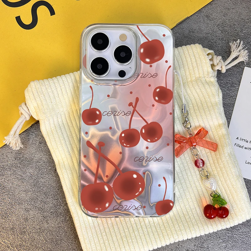 Чехол с мультяшным бантом Cherry для Vivo V40 V40E V30 Pro V29 Lite V30E V27E V25E Y35 Y33 Y20 Y22 Y51 Y56 Y31 Y38 Y17 Y12