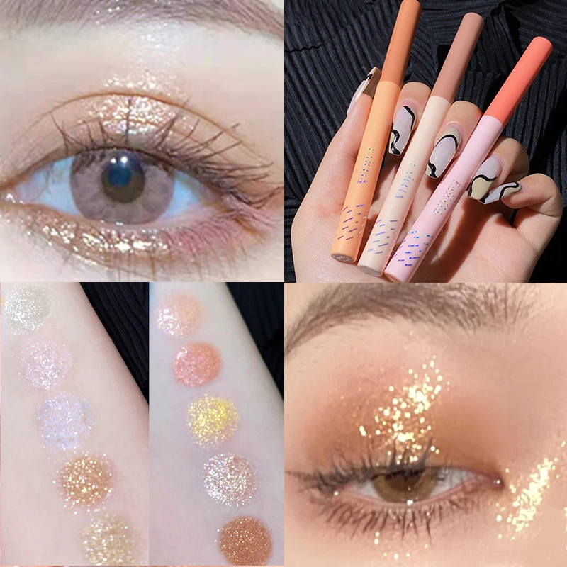 

Glitter Diamond Eyeshadow Stick Face Makeup Highlighter Silkworm Pen Waterproof Long Lasting Rose Gold Champagne Eyeliner Pencil