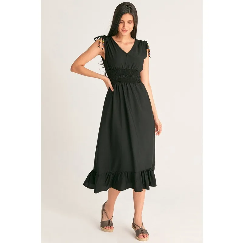 

Women's Waist Elasticized Flounces Dress Women Summer Dress Casual Long Prom Midi Maxi