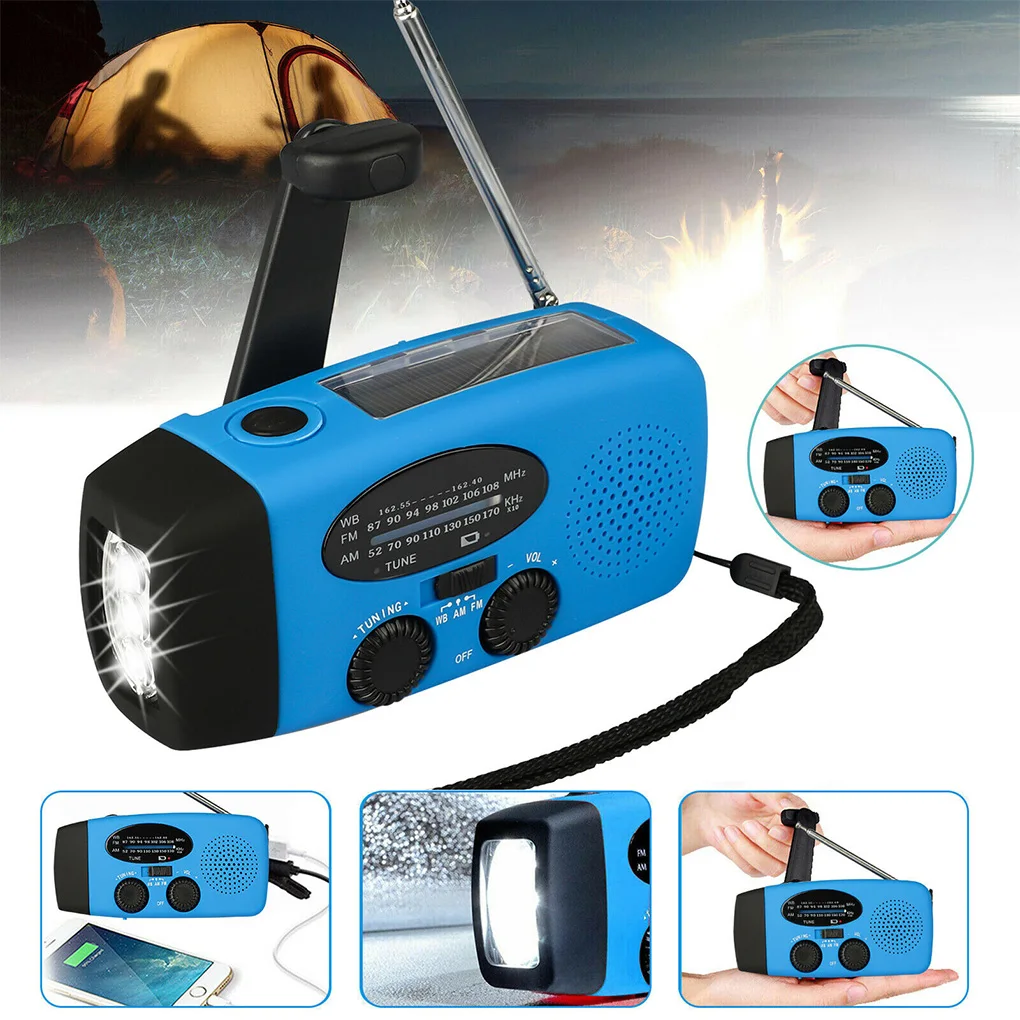 

Multifunctional Hand radio Solar Crank Dynamo Powered AM/FM/NOAA Weather Radio Emergency LED Flashlight with 2000mAh Power Bank