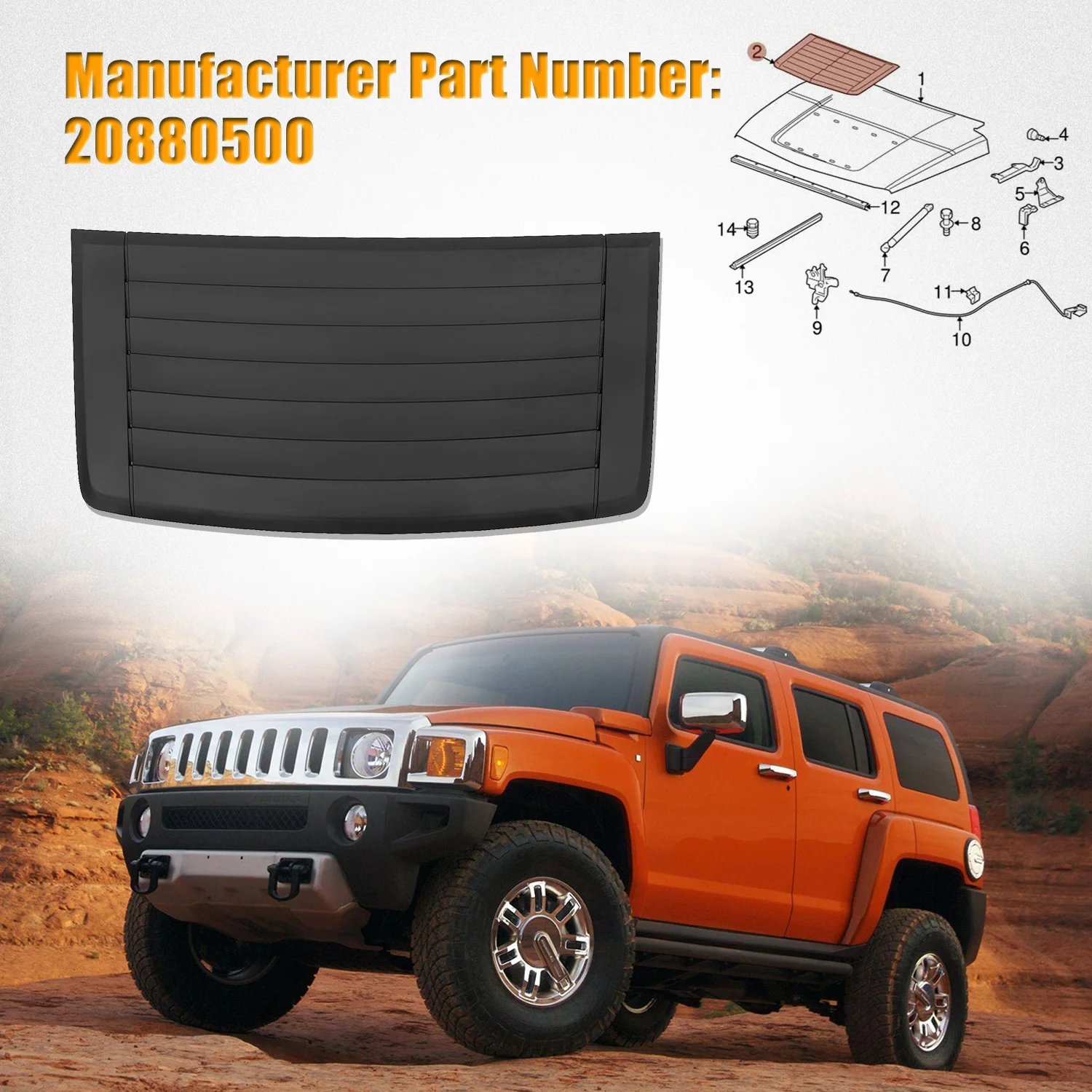 

Решетчатая решетка вентиляционного отверстия капота для 2006-2010 Hummer H3 4-Door 5.3L 20880500
