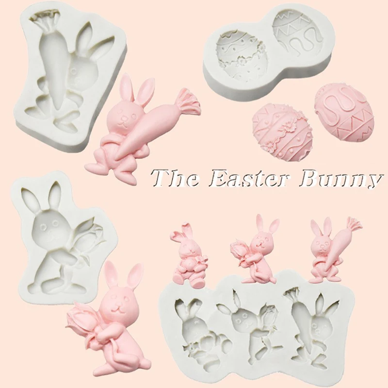 

Easter Rabbit Fondant Silicone Mold Carrot Cake Tools Cookies Baking Egg Mould