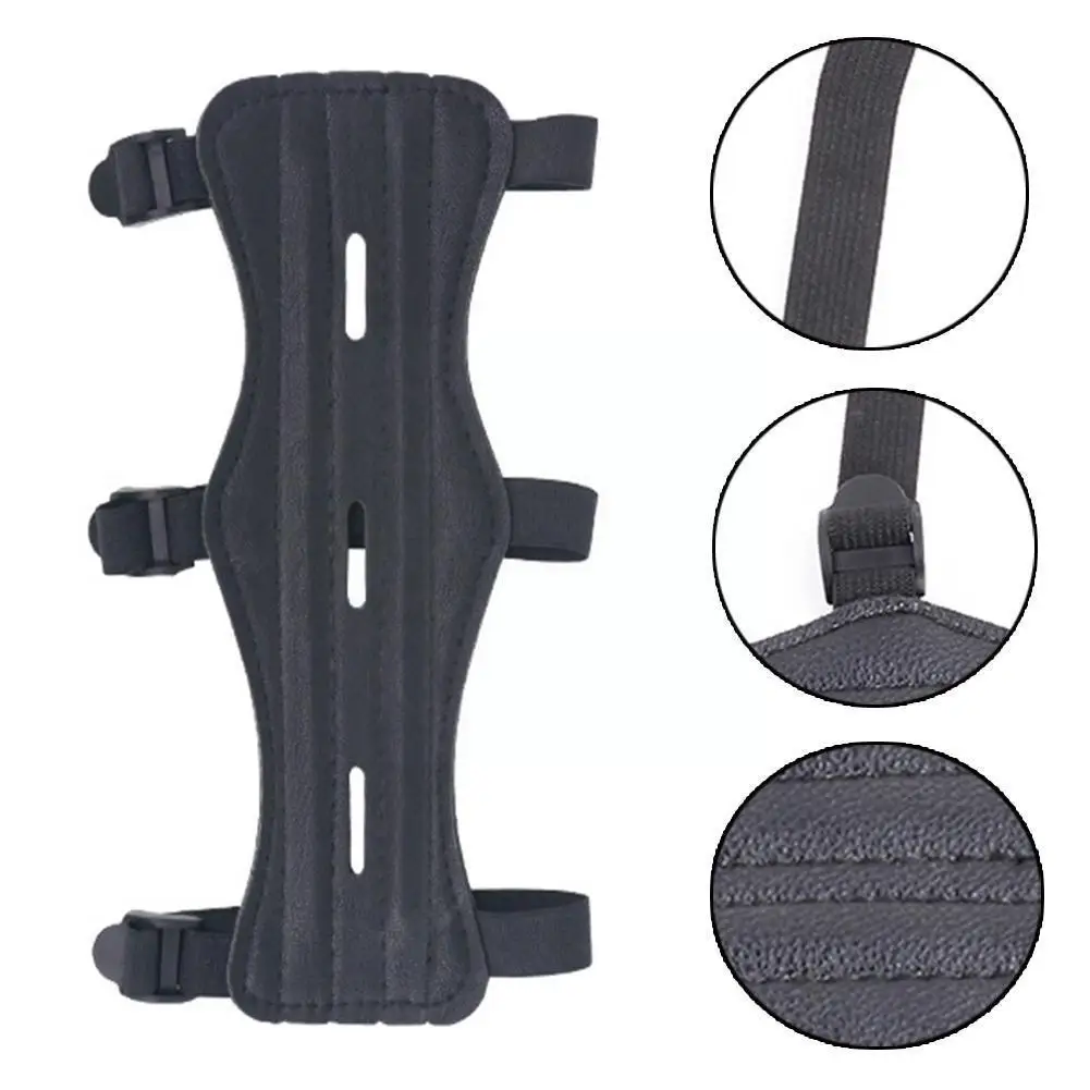 

Leather Archery Arm Protector Guard For Men Cowhide Bow Shooting Arm Armband 3 Straps Shoot Black Arm Guard Hunting Univers U1A4