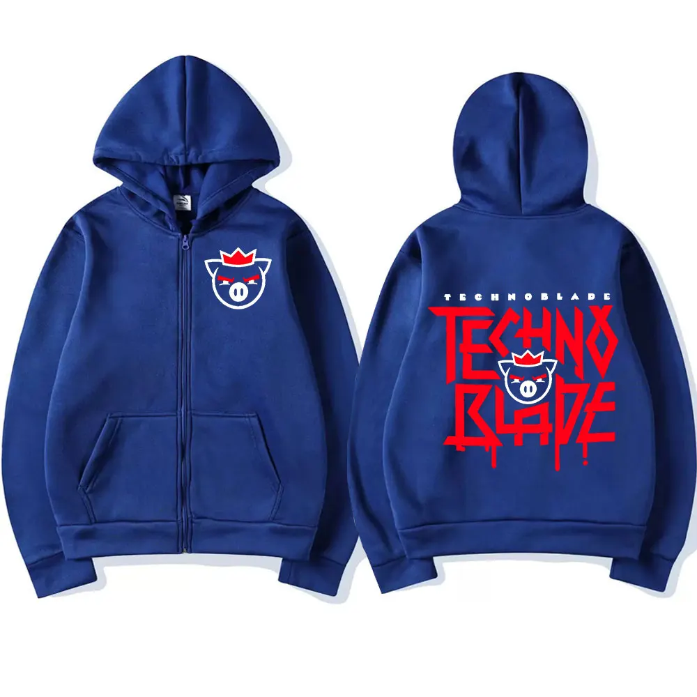 Толстовки Technoblade Merch с принтом на молнии свитшоты в стиле Харадзюку для мужчин и