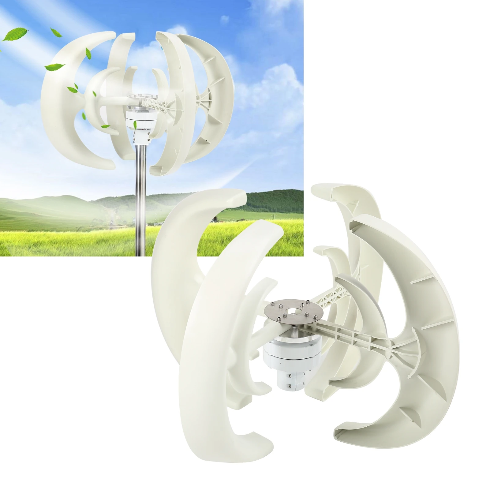 Ветер турбины фонарь двойной слой 4 лезвия вертикальные оси генератор Ассамблеи