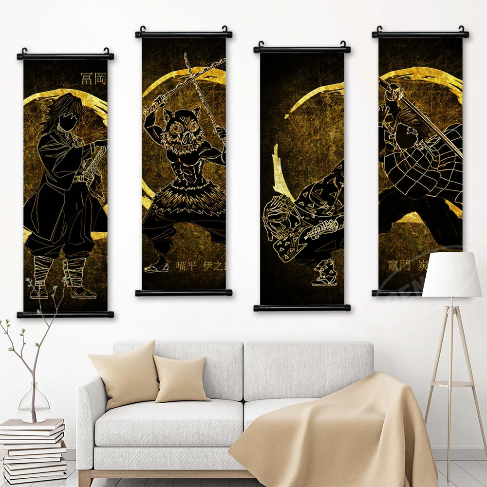 

Print Pictures Demon Slayer Canvas Home Decoration Rengoku Kyoujurou Poster Scroll Hanging Painting Bedside Background Wall Art
