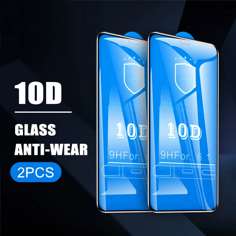 

2PCS 10D Tempered Glass Screen Protectors For iPhone 11 12 13 14 Pro Max Mini 6 6S 7 8 Plus XR X XS SE 2020 2022 Protective Film